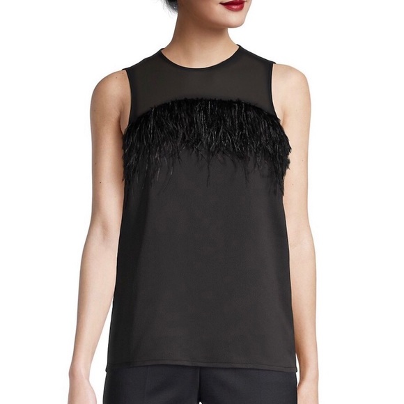 ‼️$5 SALE‼️ MICHAEL KORS Ostrich Feather Top - Picture 1 of 10